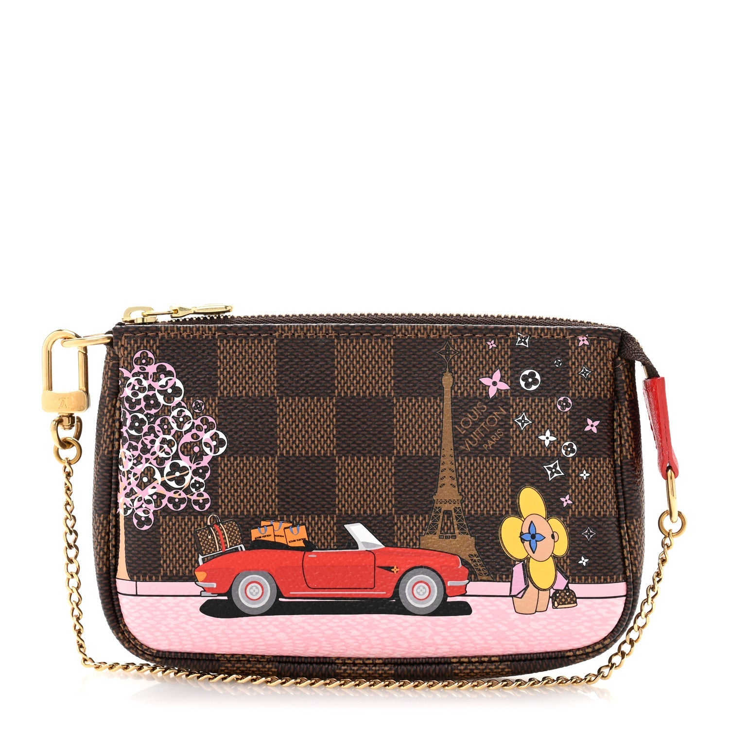 Damier Ebene 2019 Christmas Animation Mini Pochette Accessories Red