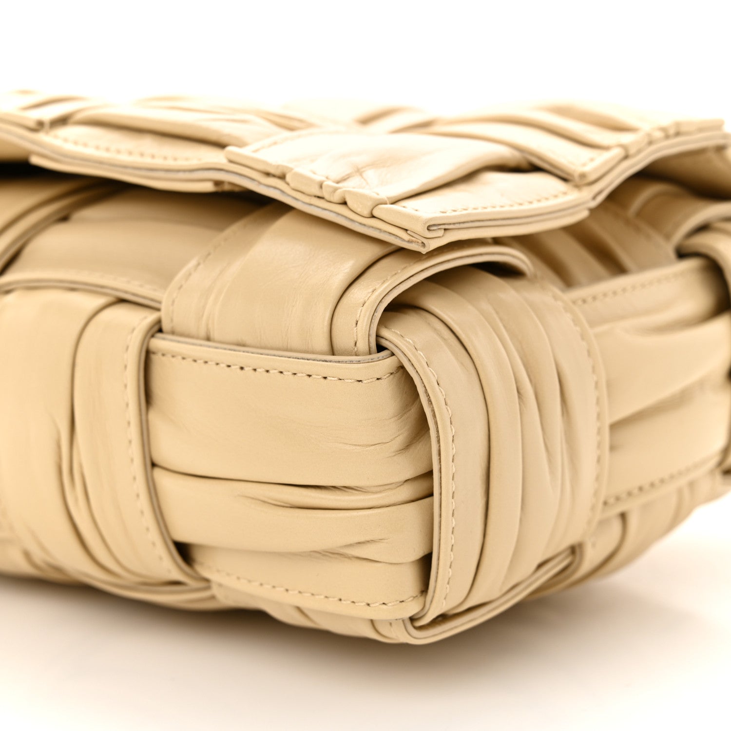 Calfskin Intreccio Plisse Cassette Crossbody Bag Porridge