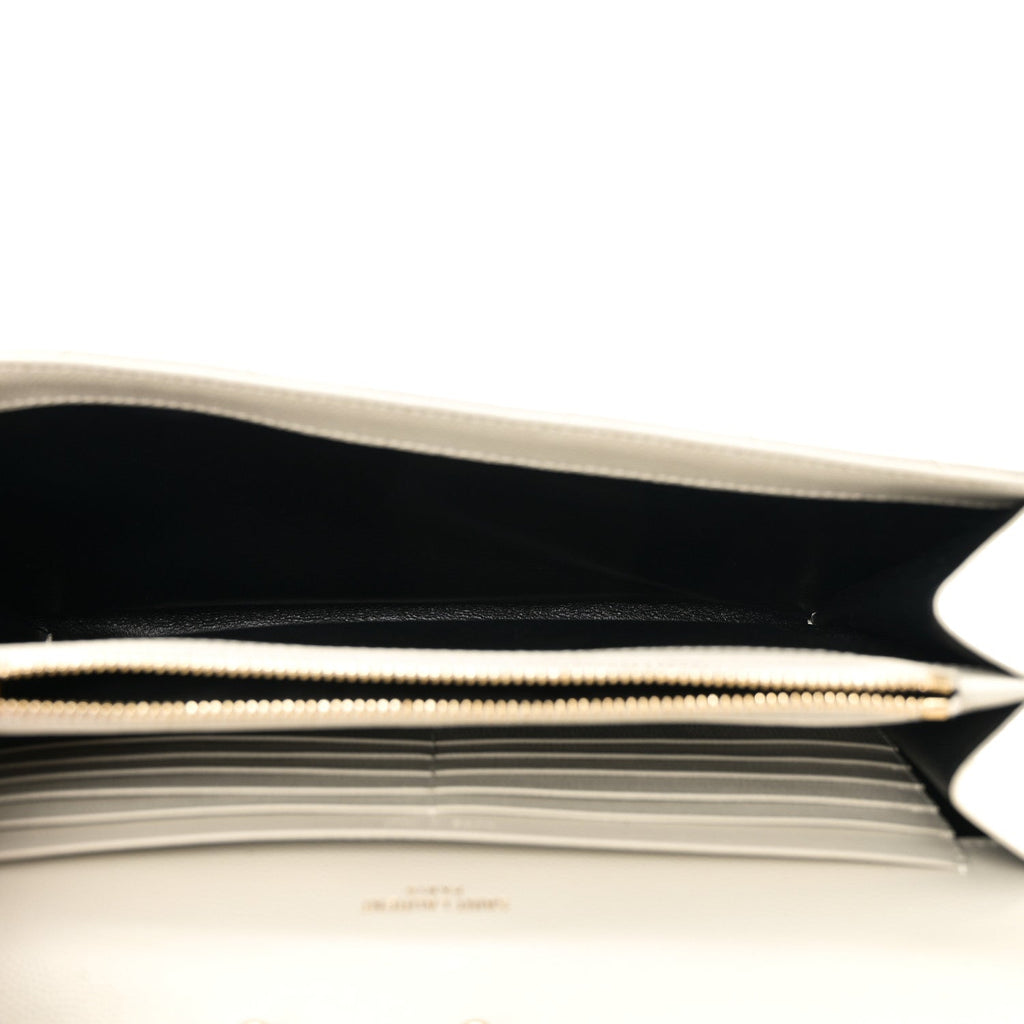 Grain De Poudre Matelasse Chevron Monogram Chain Wallet Crema Soft