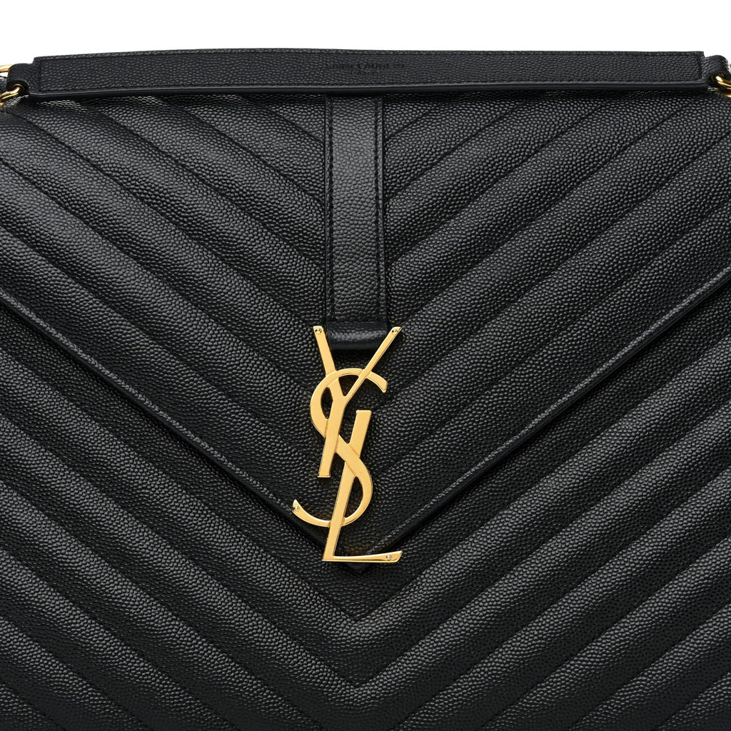 Grain De Poudre Matelasse Chevron Large Monogram Satchel Black