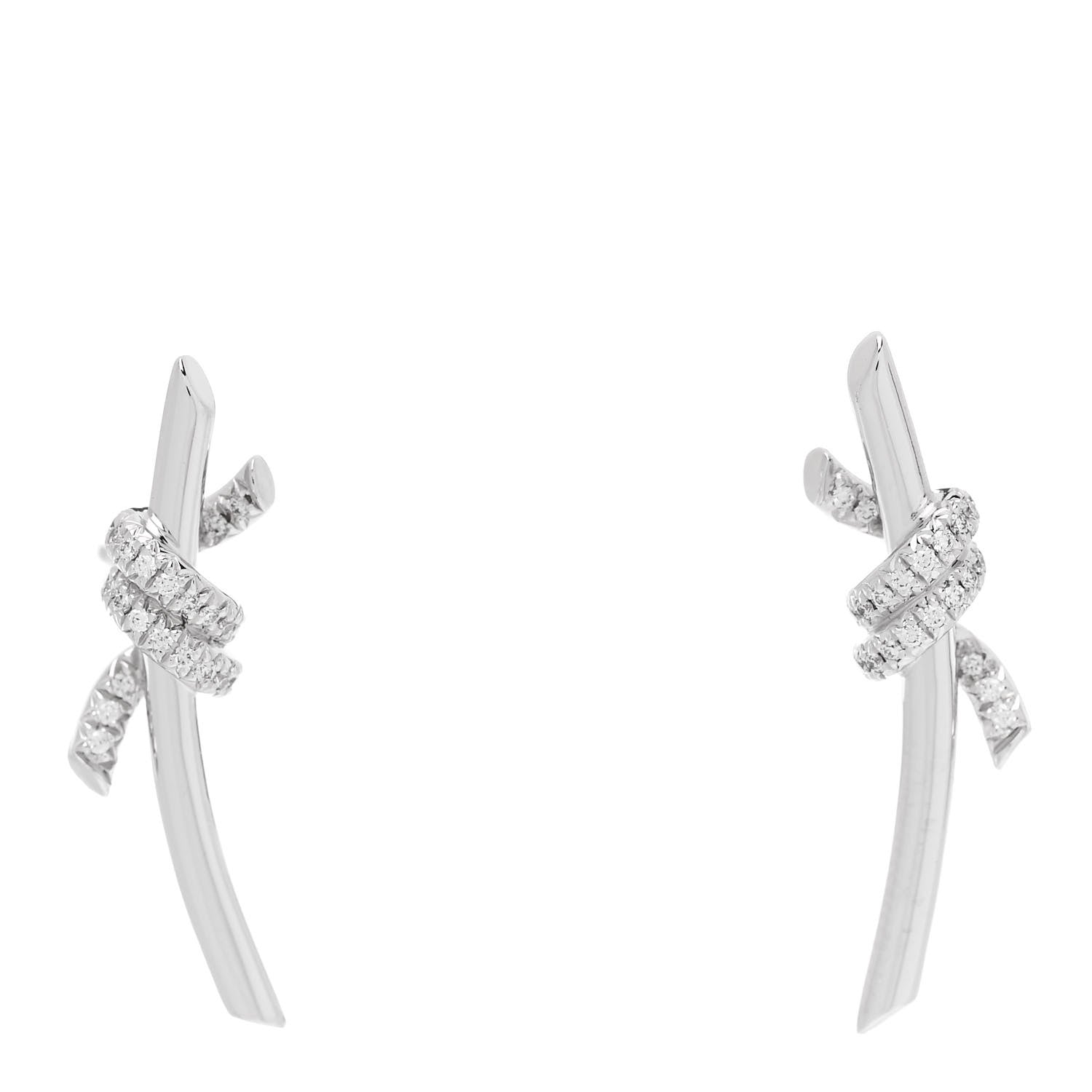 18K White Gold Diamond Tiffany Knot Earrings