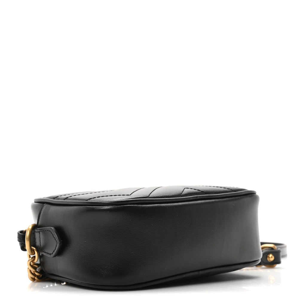 Calfskin Matelasse Mini GG Marmont Chain Shoulder Bag Black