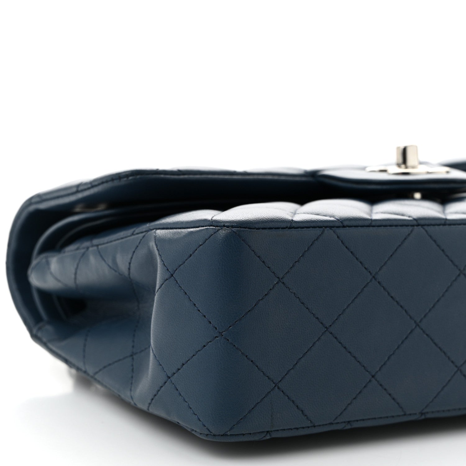 Lambskin Quilted Small Double Flap Navy