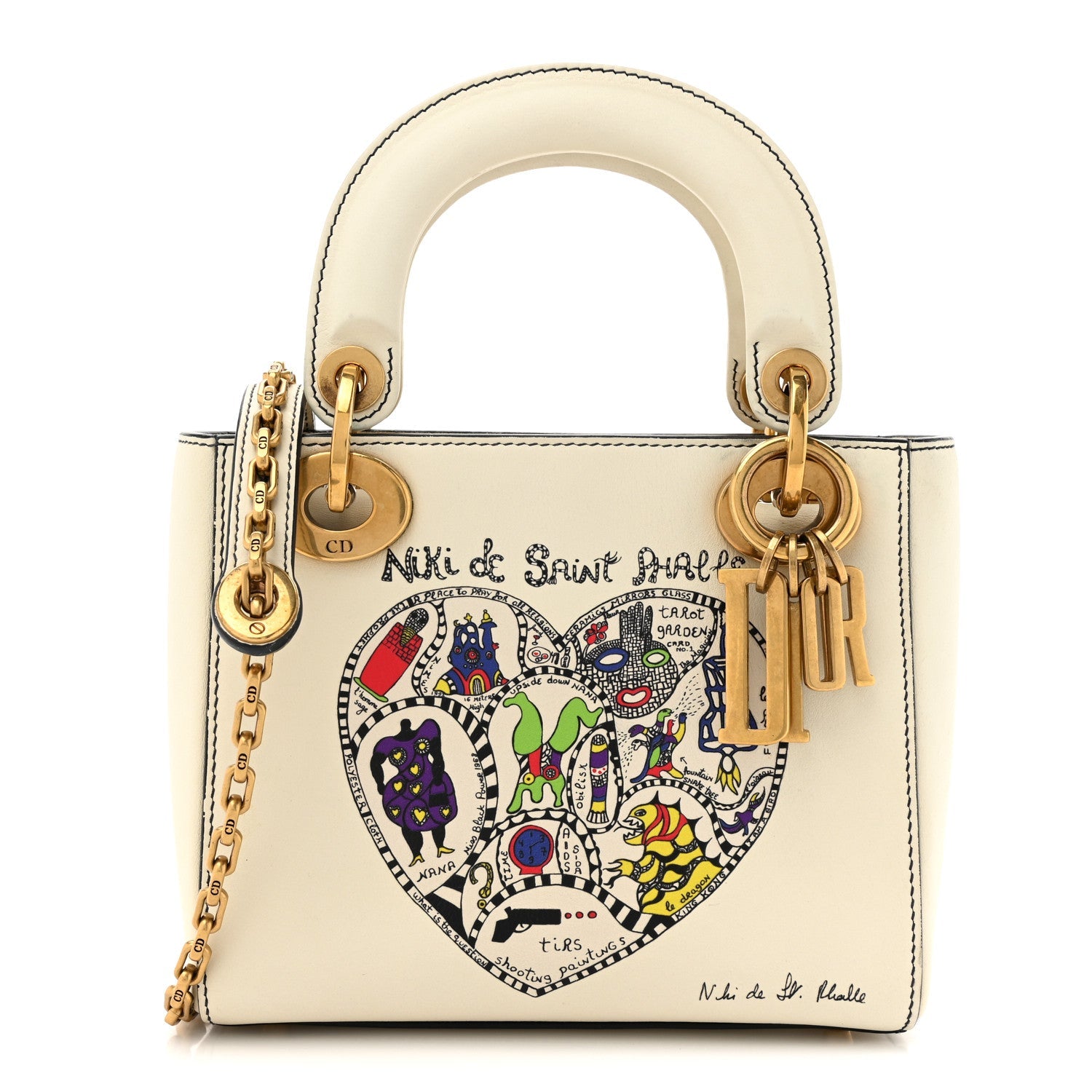 Calfskin Niki De Saint Phalle Heart Mini Supple Lady Dior Off White