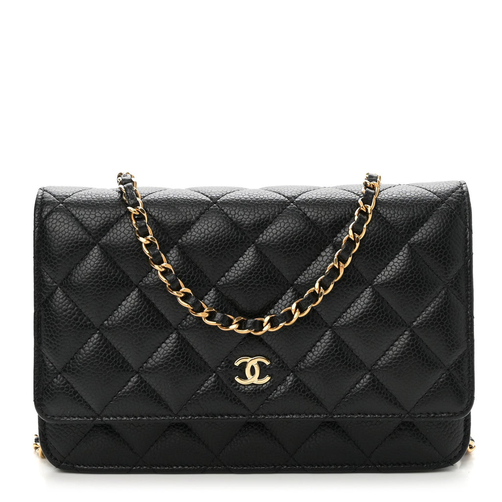 Caviar Quilted Wallet On Chain WOC Black