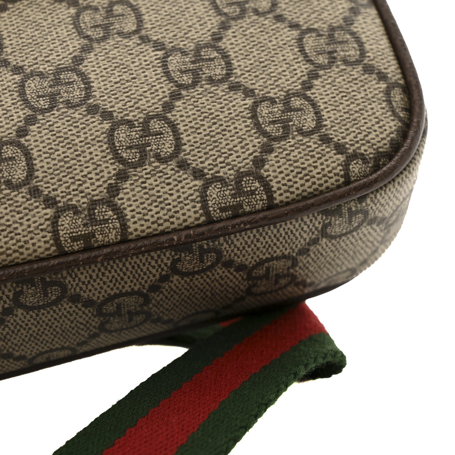 GG Supreme Monogram Textured Dollar Calfskin Web Mini Ophidia Envelope Shoulder Bag Beige Ebony