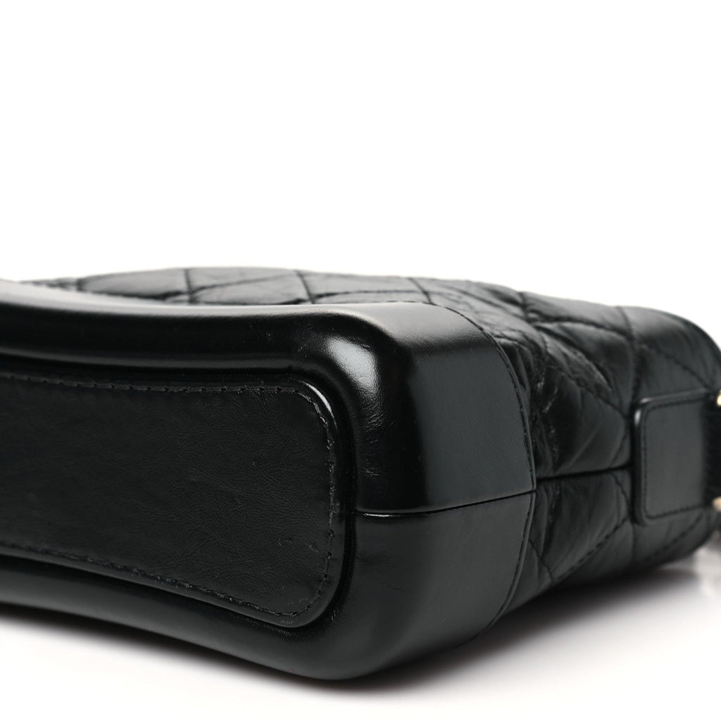 Aged Calfskin Quilted Small Gabrielle Logo Hobo Black