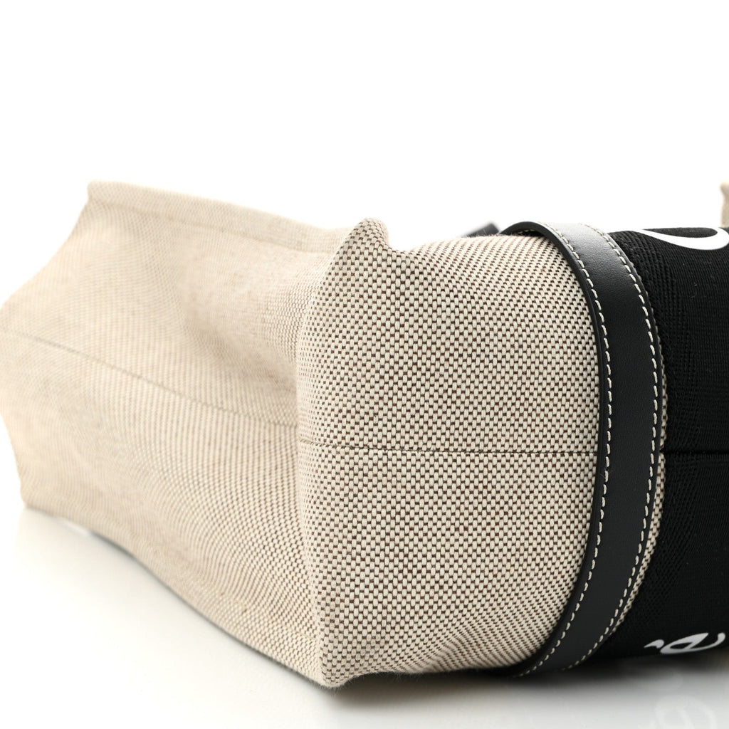 Cotton Calfskin Medium Woody Ribbon Tote Black Blue