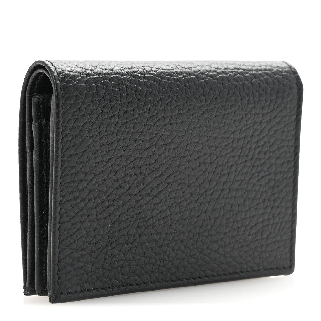 Dollar Calfskin Enamel Monochrome GG Marmont Card Case Black
