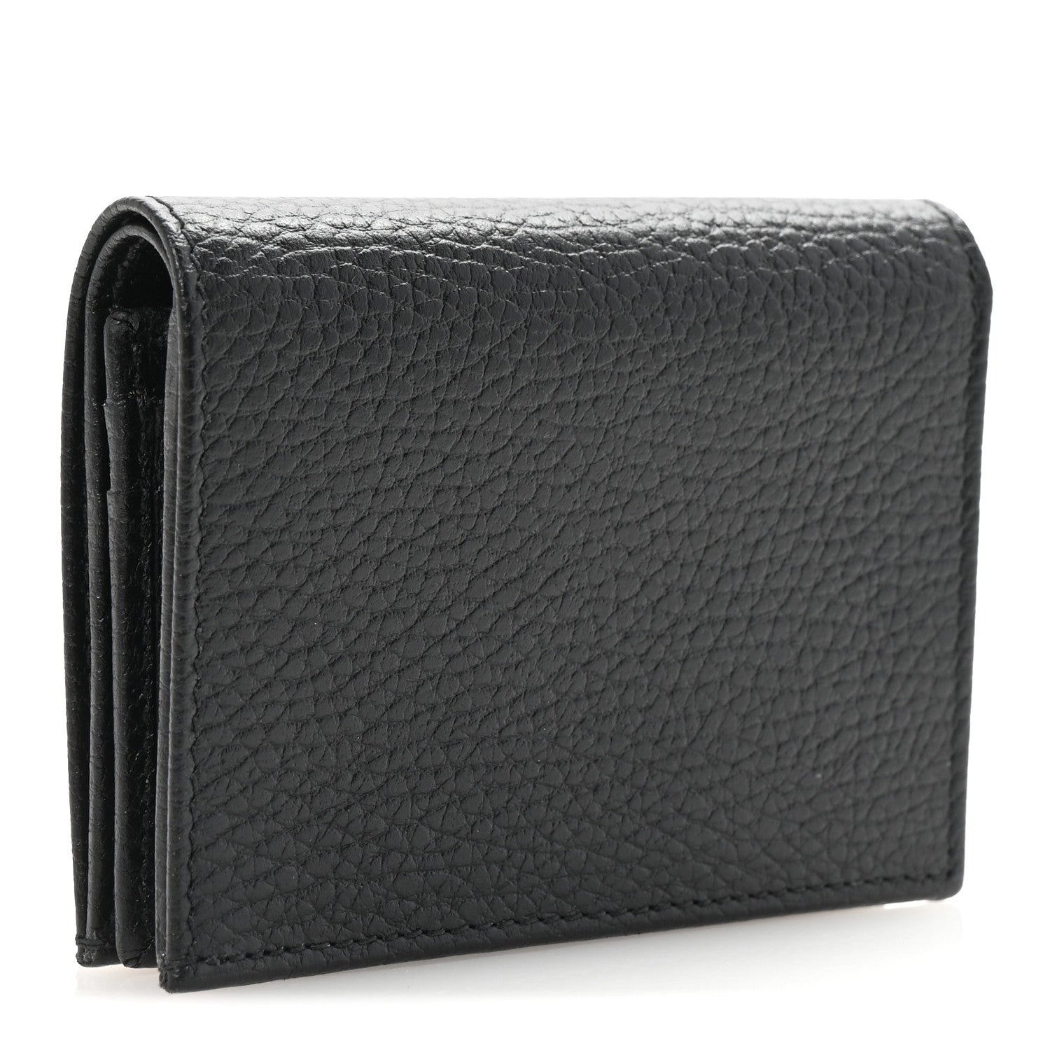 Dollar Calfskin Enamel Monochrome GG Marmont Card Case Black