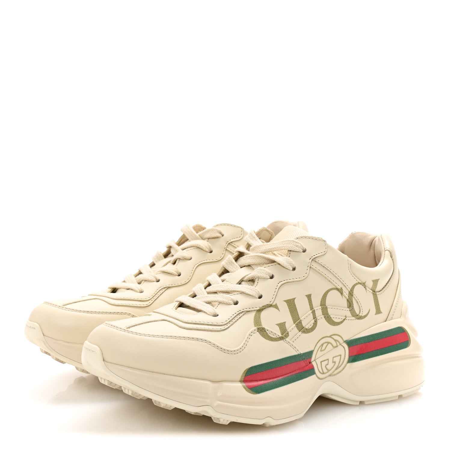 Calfskin Logo Womens Rhyton Sneakers 37 Ivory