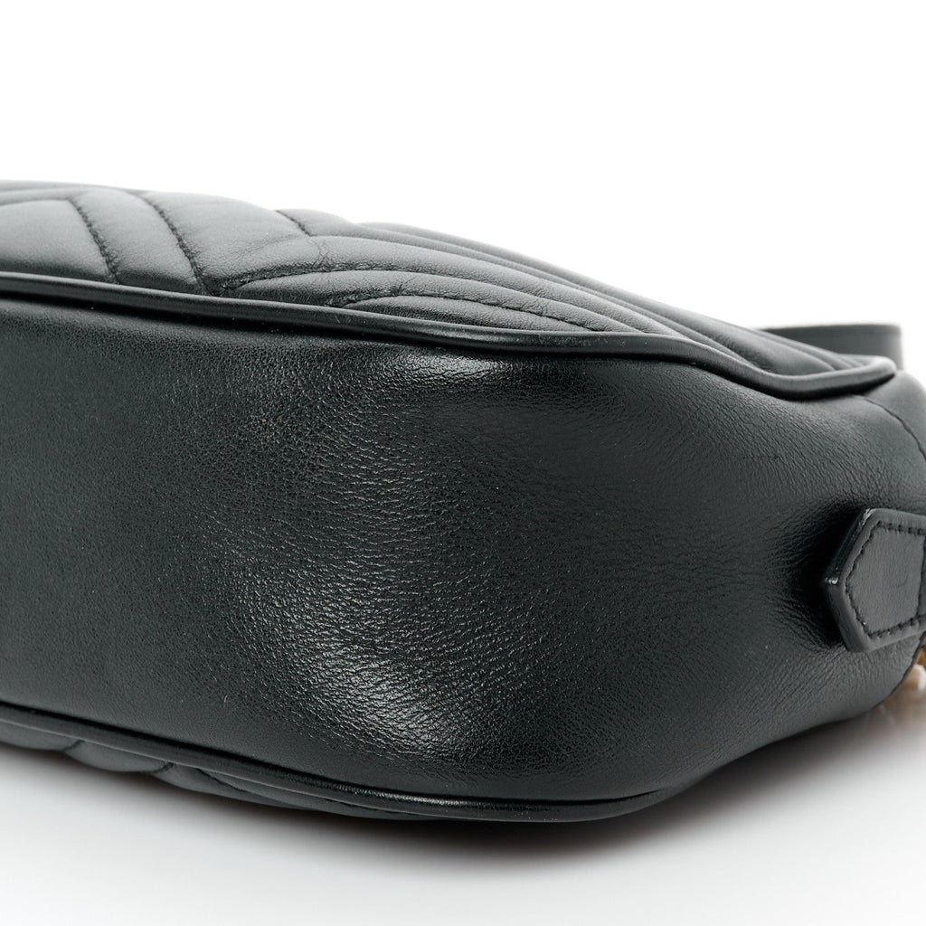 Calfskin Matelasse Small GG Marmont Chain Shoulder Bag Black