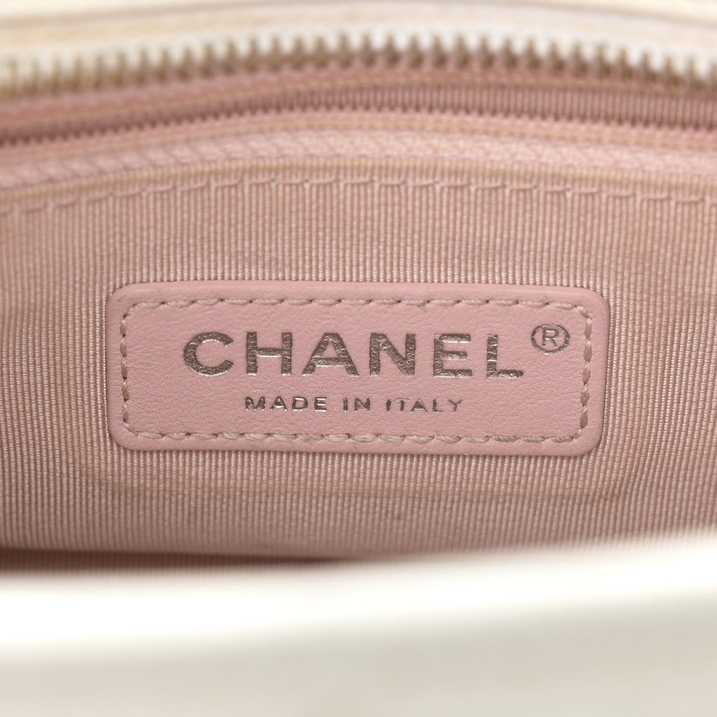 Aged Calfskin Quilted Small Gabrielle Hobo White