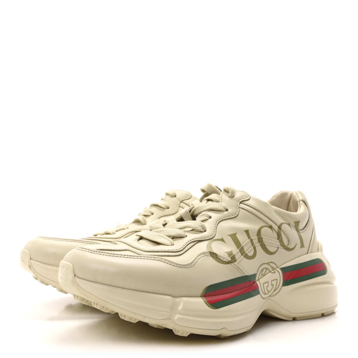 Calfskin Logo Womens Rhyton Sneakers 38 Ivory