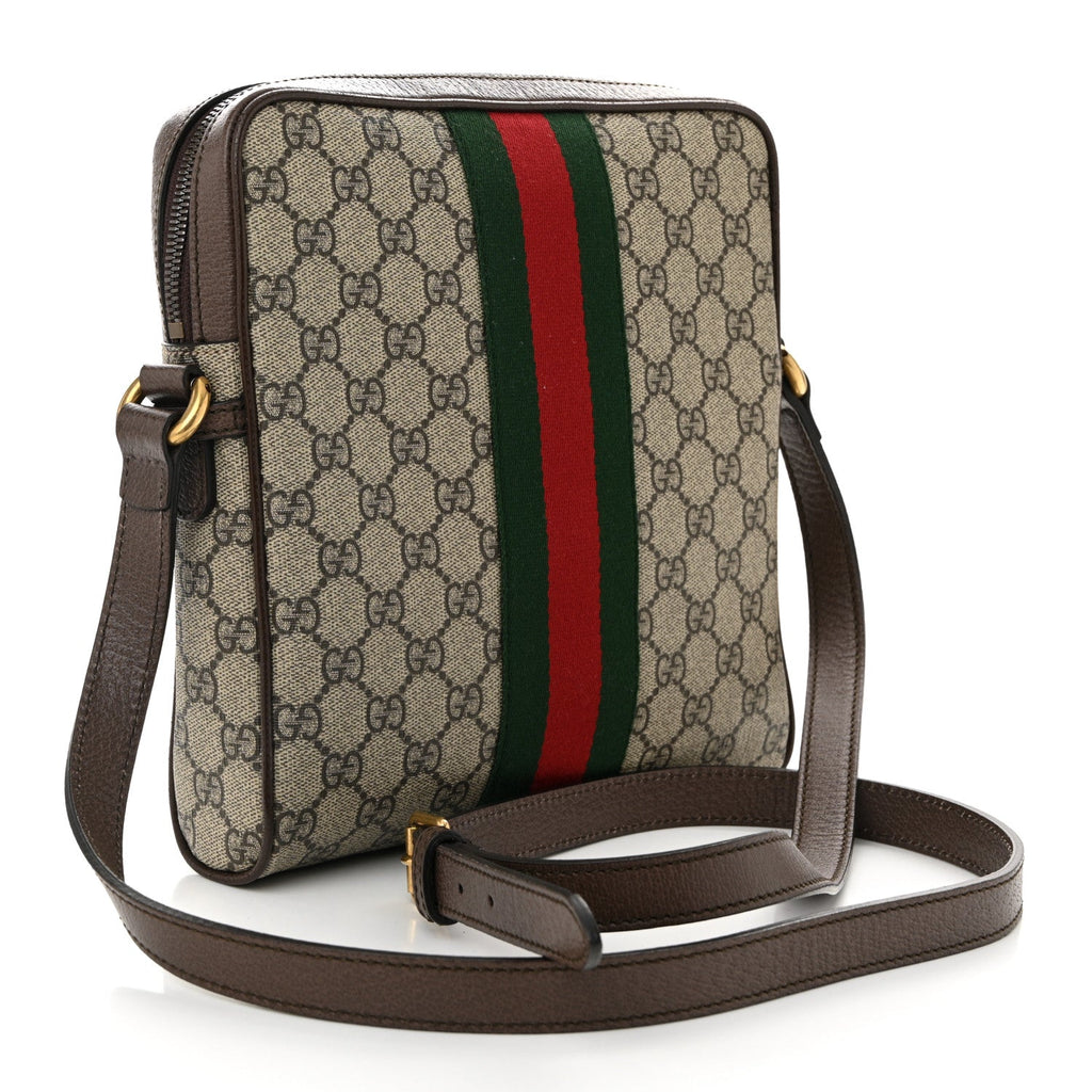 GG Supreme Monogram Web Small Ophidia Messenger Bag Brown