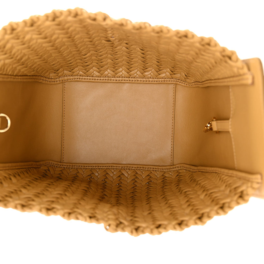 Calfskin Woven Compact Hammock Shoulder Bag  Sahara