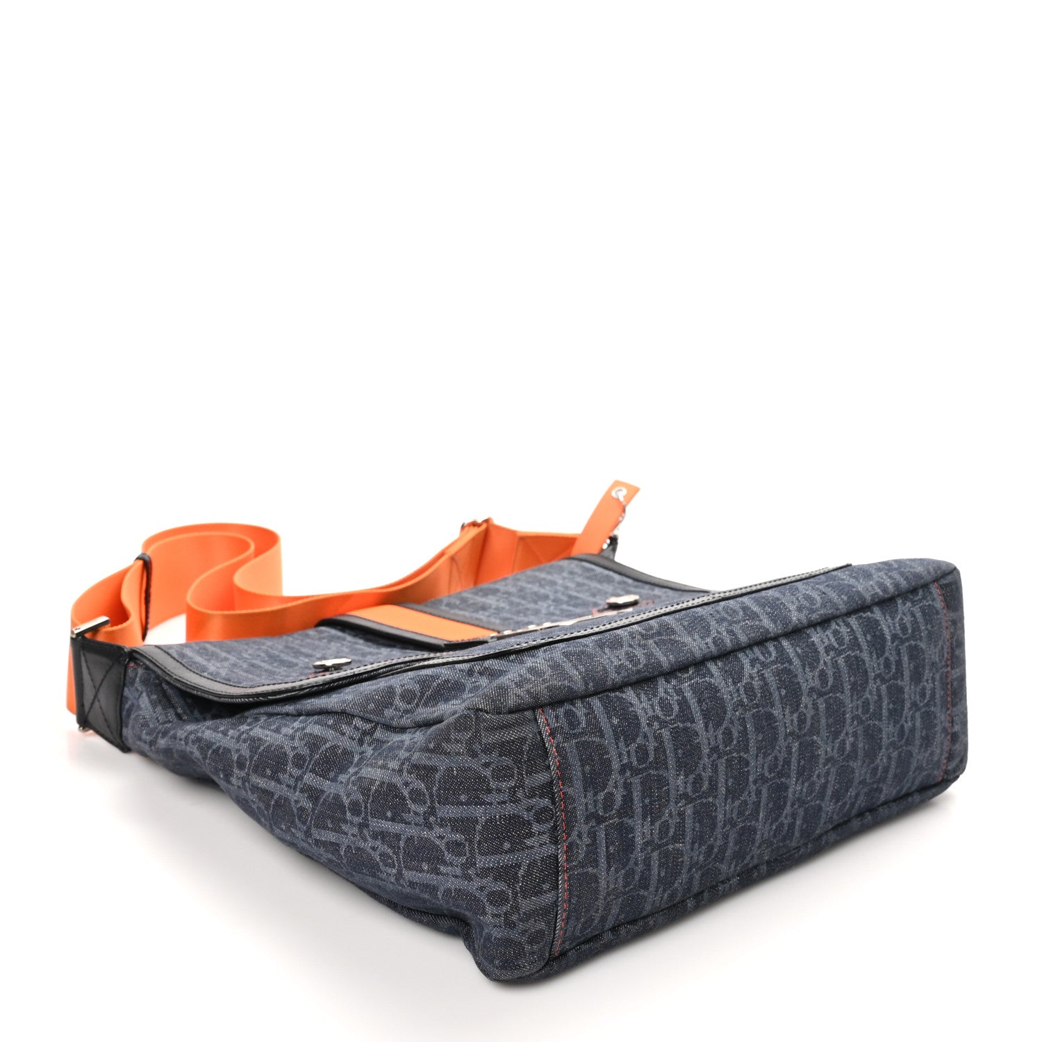 Denim Monogram Flight Messenger Bag Blue