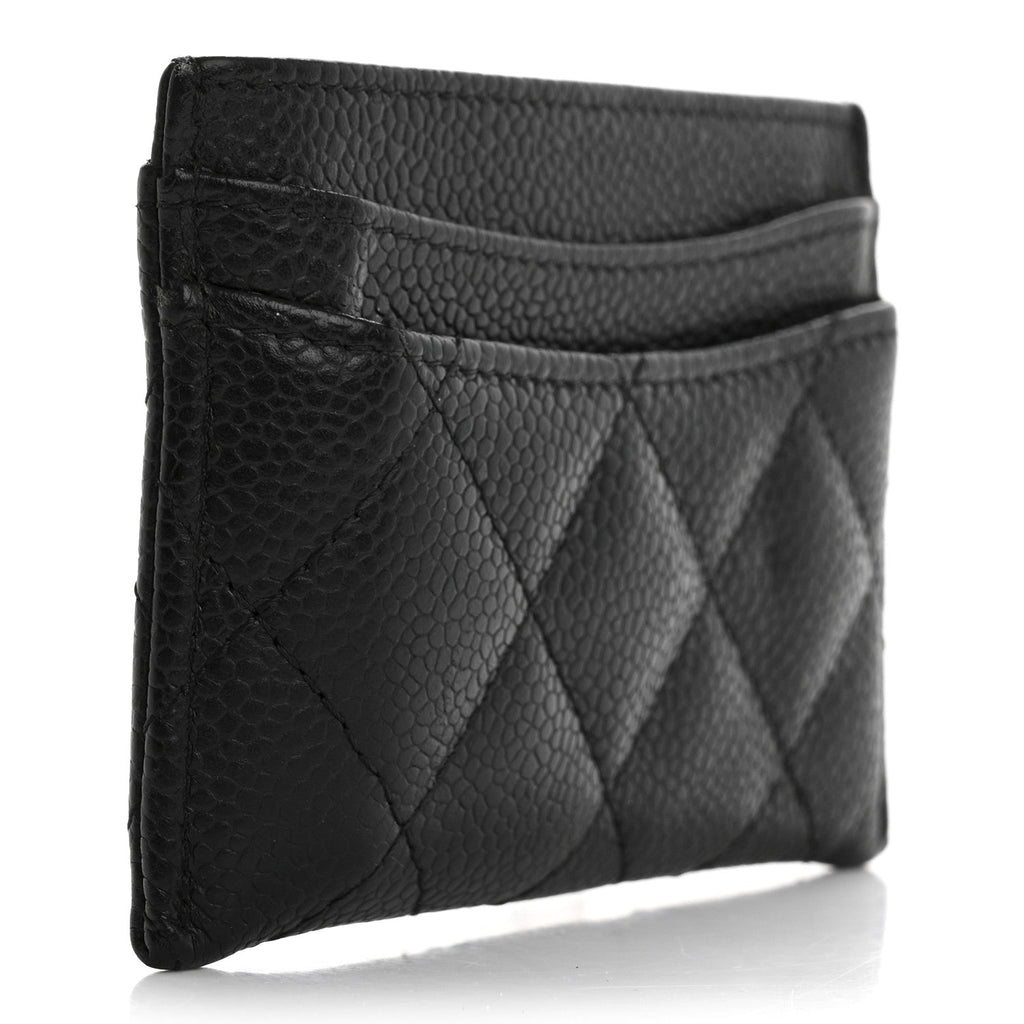 Caviar Quilted Card Holder Black