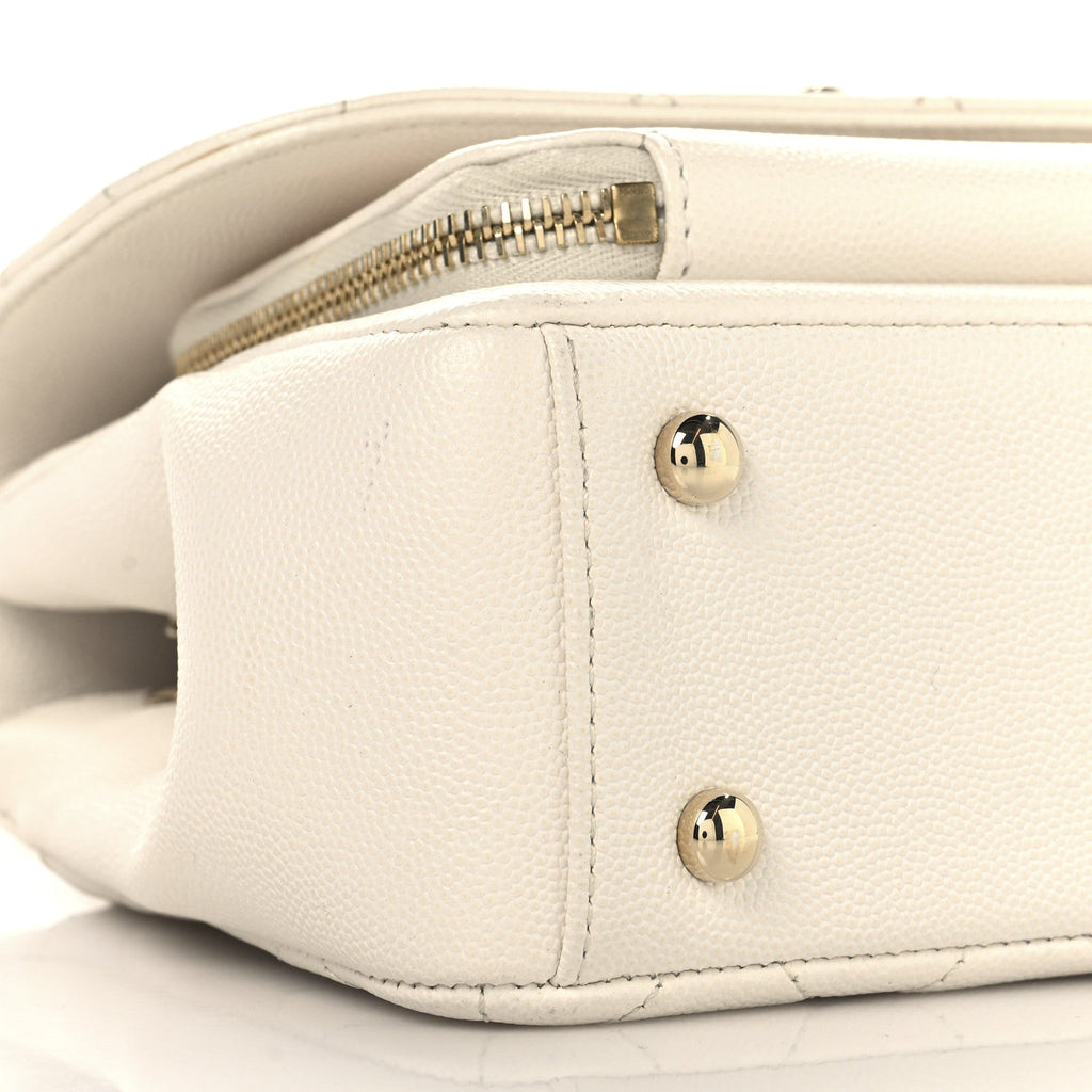 Caviar Quilted Small Business Affinity Flap White