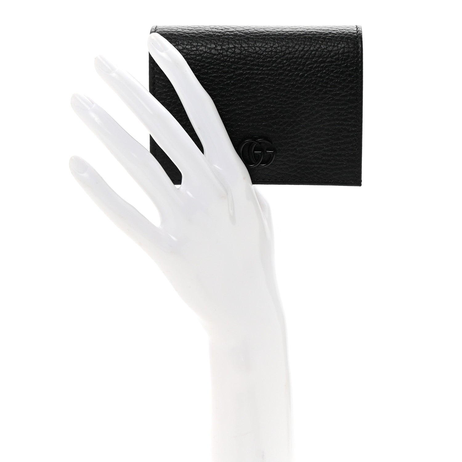 Dollar Calfskin Enamel Monochrome GG Marmont Card Case Black