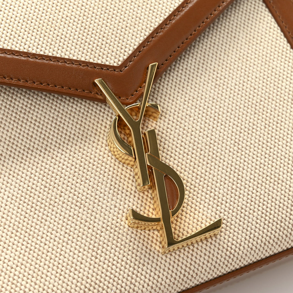 Canvas Calfskin Mini Classic Monogram Cassandra Top Handle Tan Natural