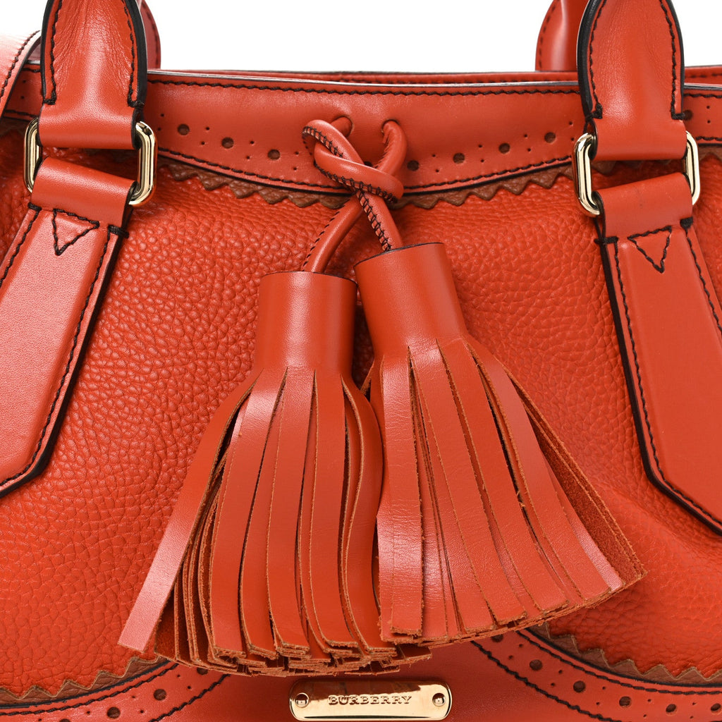 Grainy Calfskin Medium Dennet Brogue Tote Tangerine