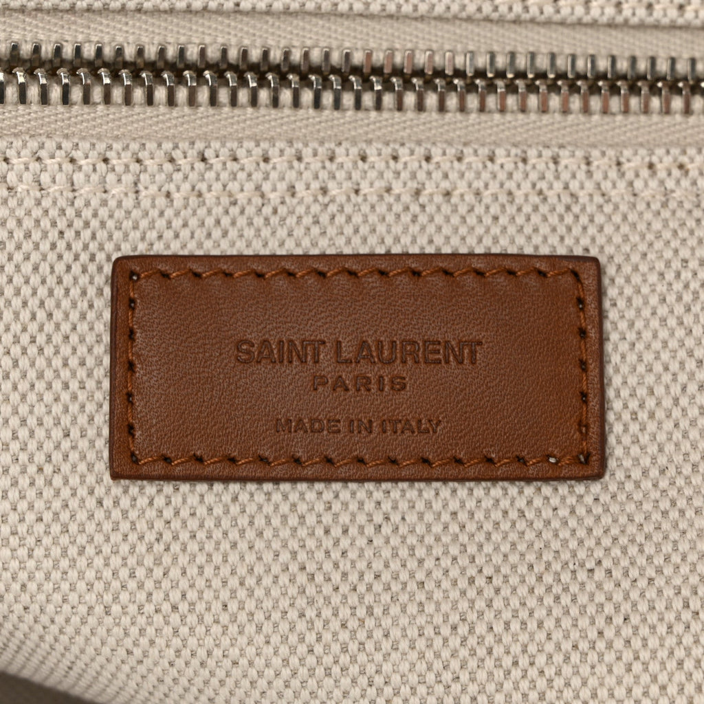 Linen Calfskin Rive Gauche Tote Greggio Brick