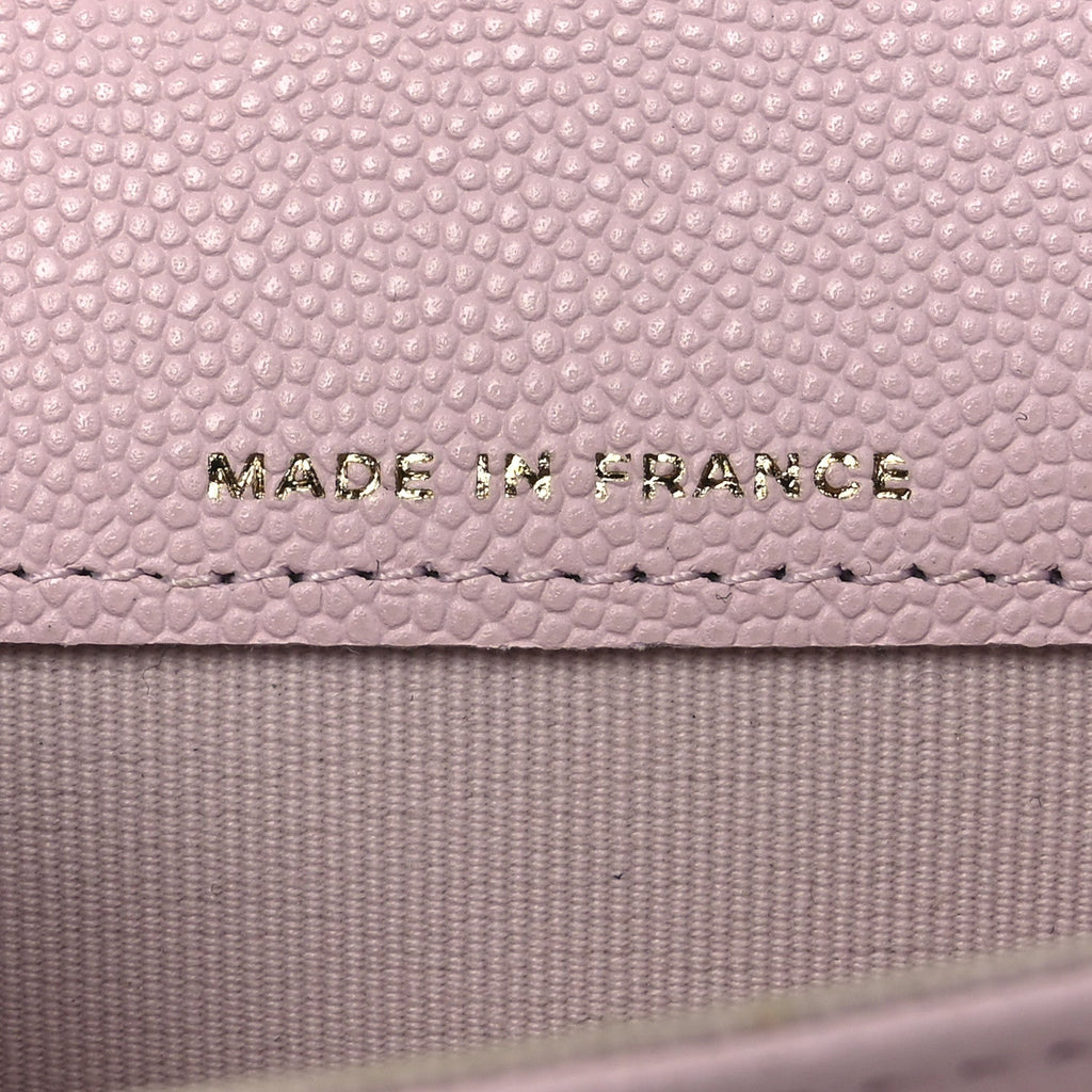 Caviar Quilted Flap Card Holder Wallet Light Pink