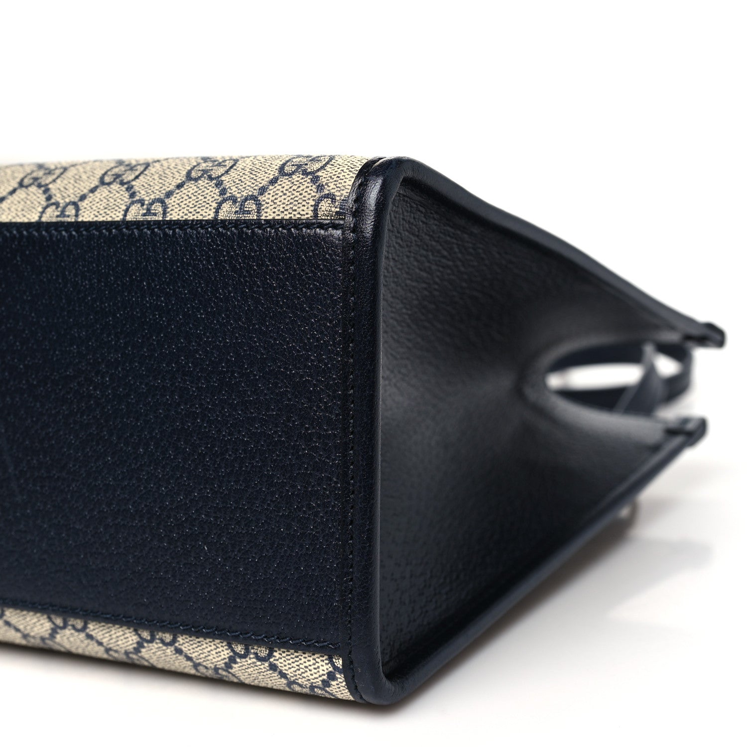 GG Supreme Monogram Textured Dollar Calfskin Small Retro Interlocking G Tote Bag Beige Blue