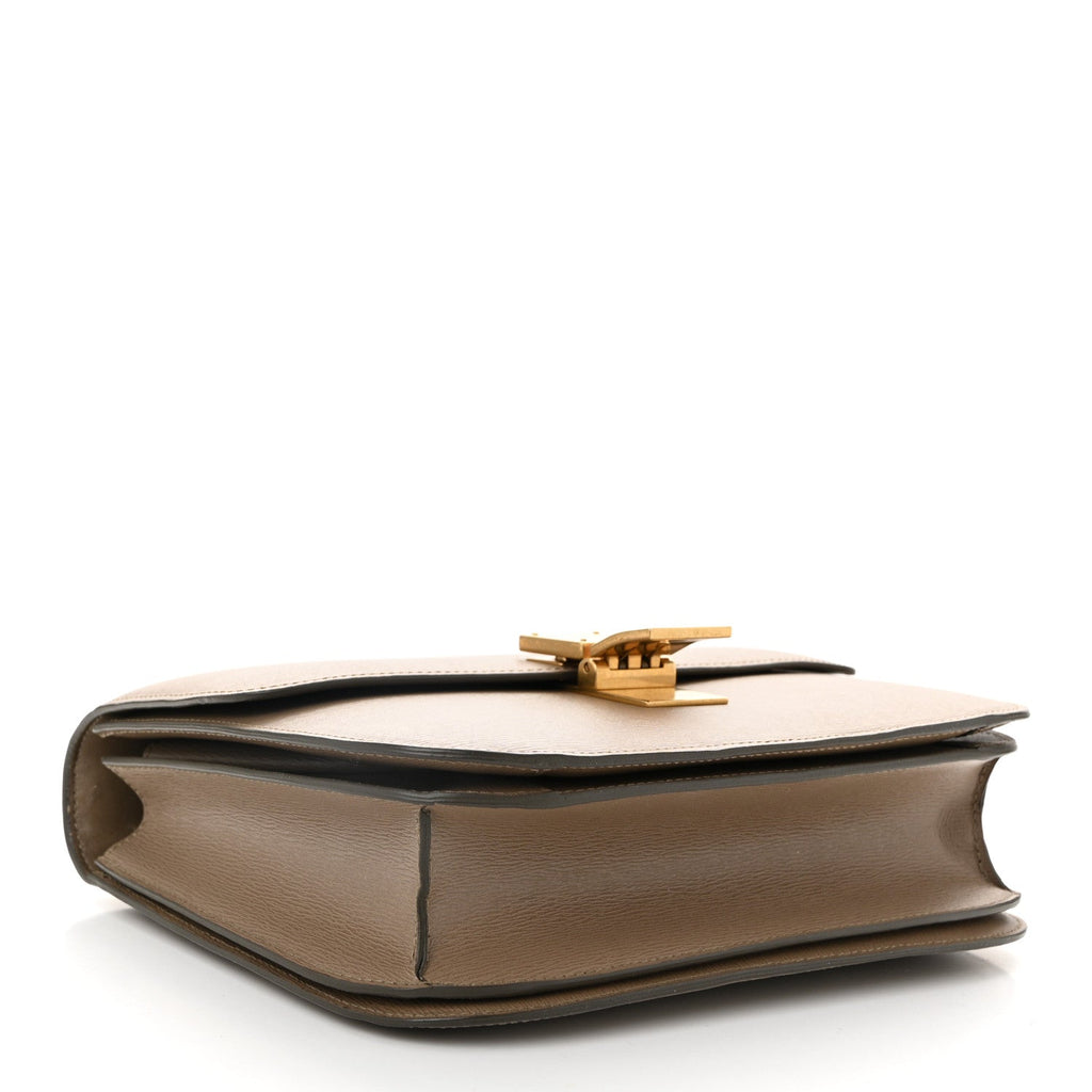 Liege Calfskin Medium Classic Box Flap Bag Taupe