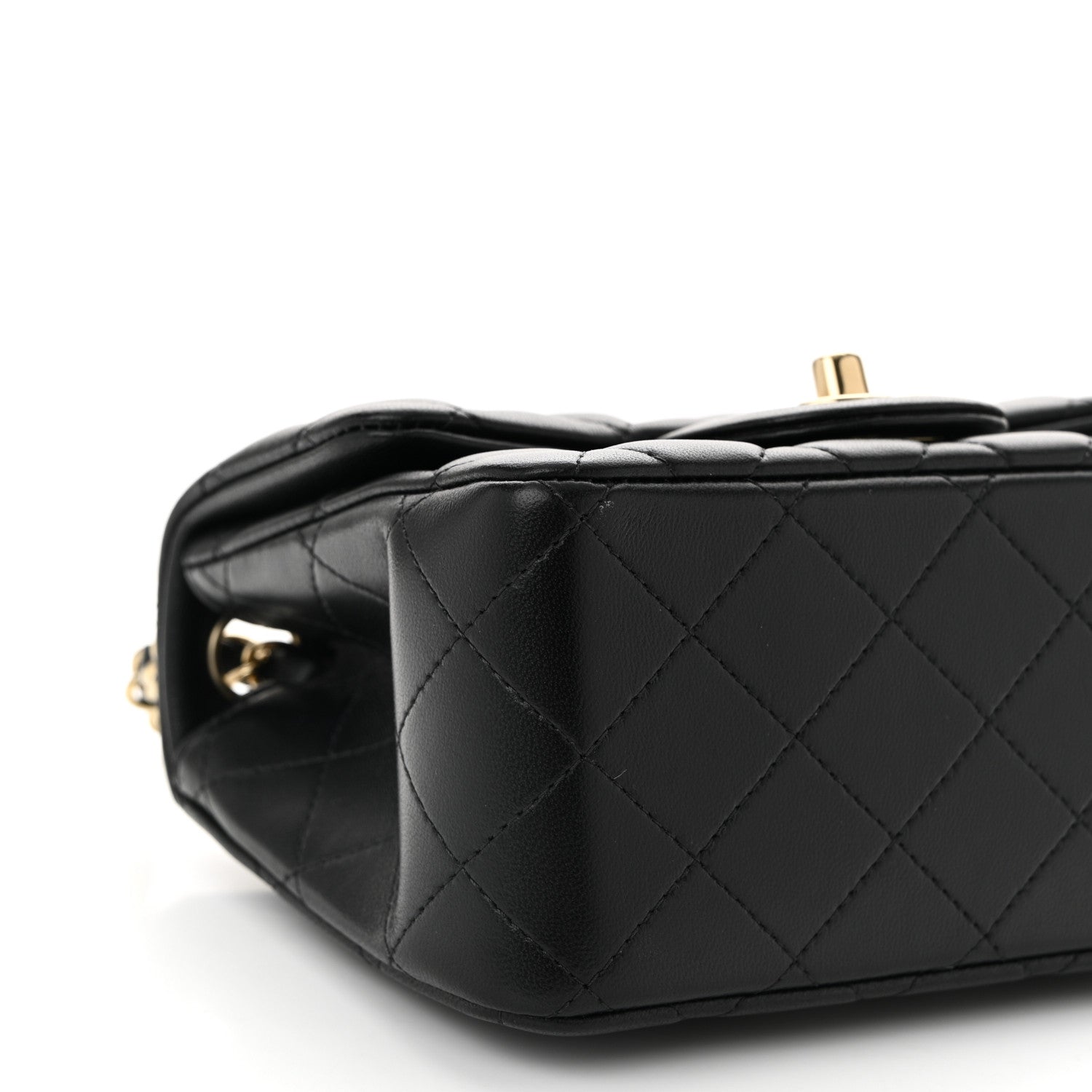 Lambskin Quilted Mini Square Flap Black