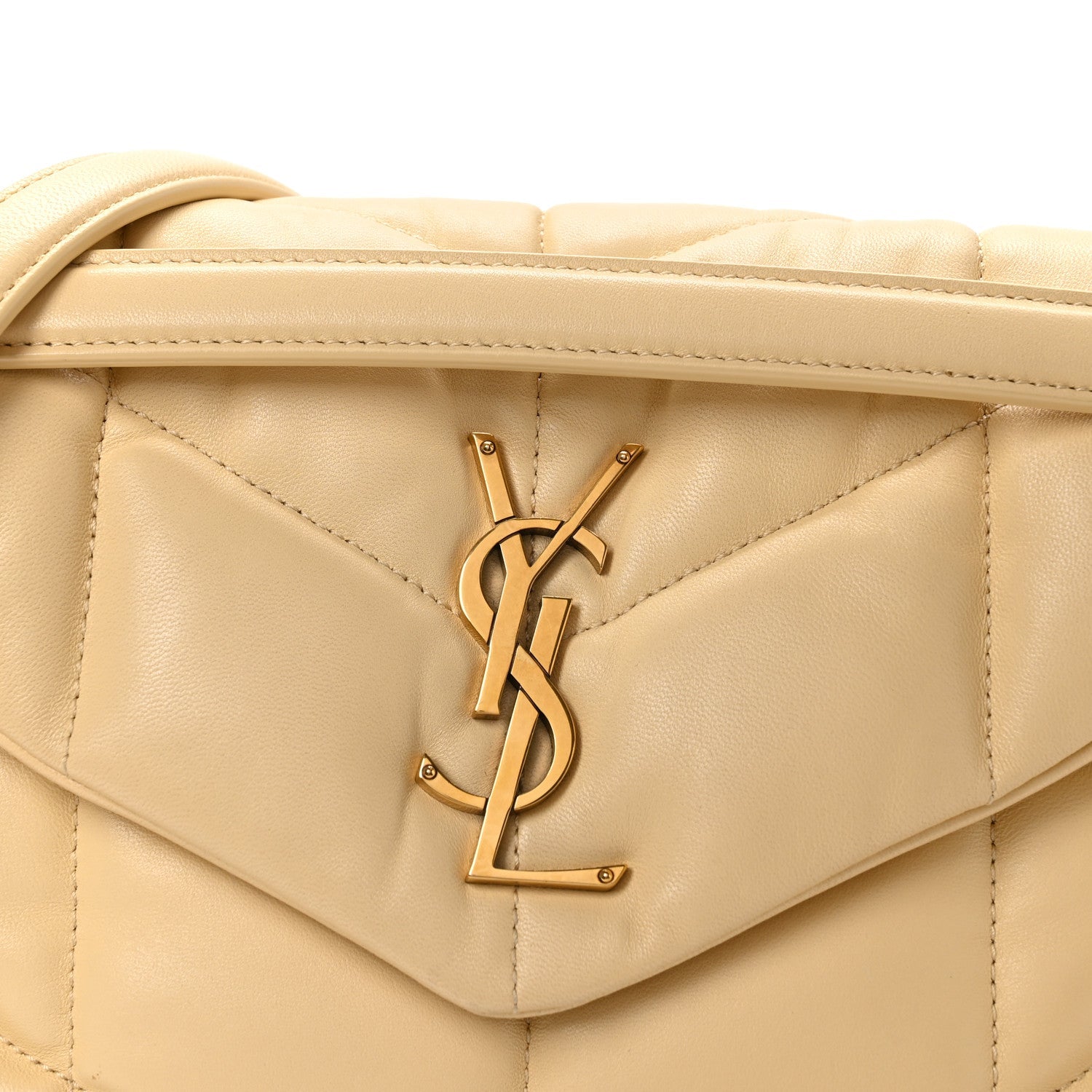 Lambskin Quilted Small Loulou Puffer Monogram Chain Satchel Jaune Pale