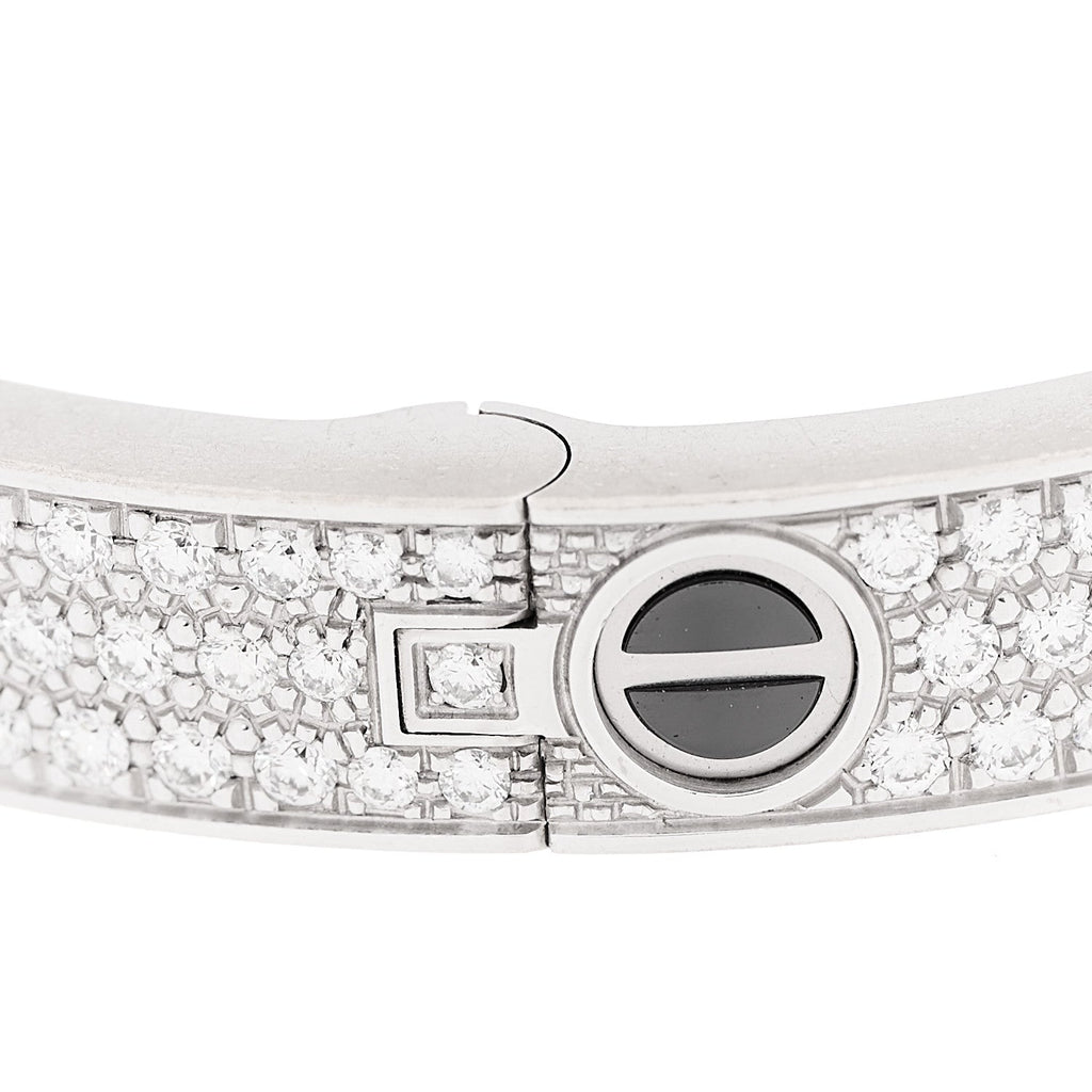 18K White Gold Diamond Ceramic LOVE Paved Bracelet 17