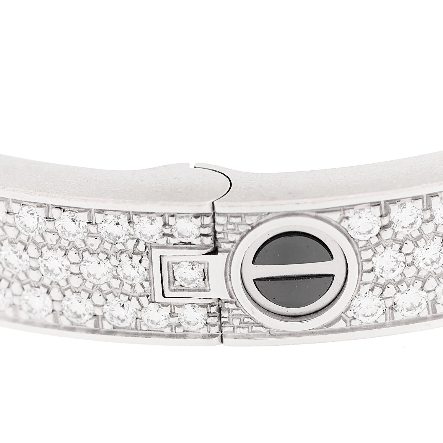 18K White Gold Diamond Ceramic LOVE Paved Bracelet 17