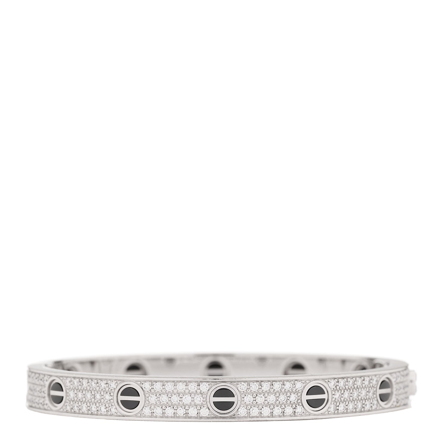 18K White Gold Diamond Ceramic LOVE Paved Bracelet 17