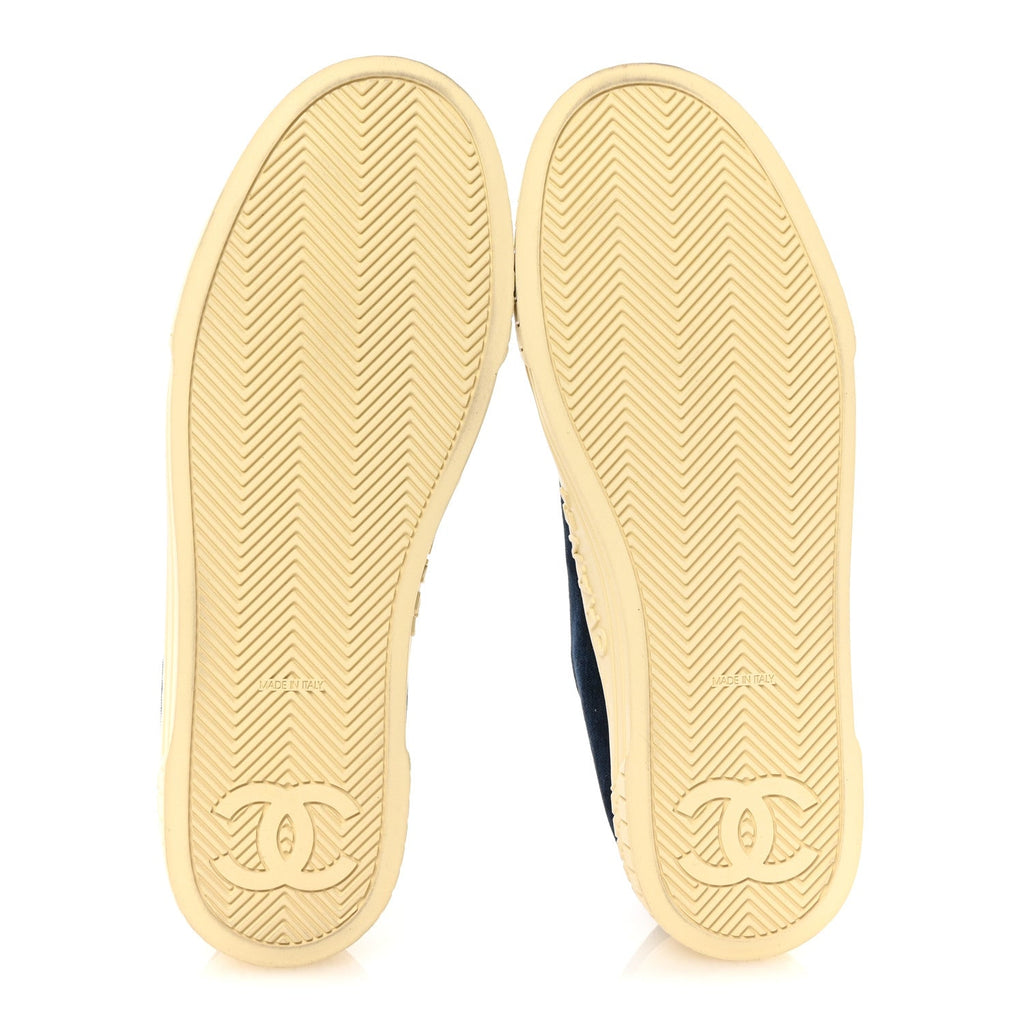 Crepe Suede Lace Up Sneakers 35.5 Navy