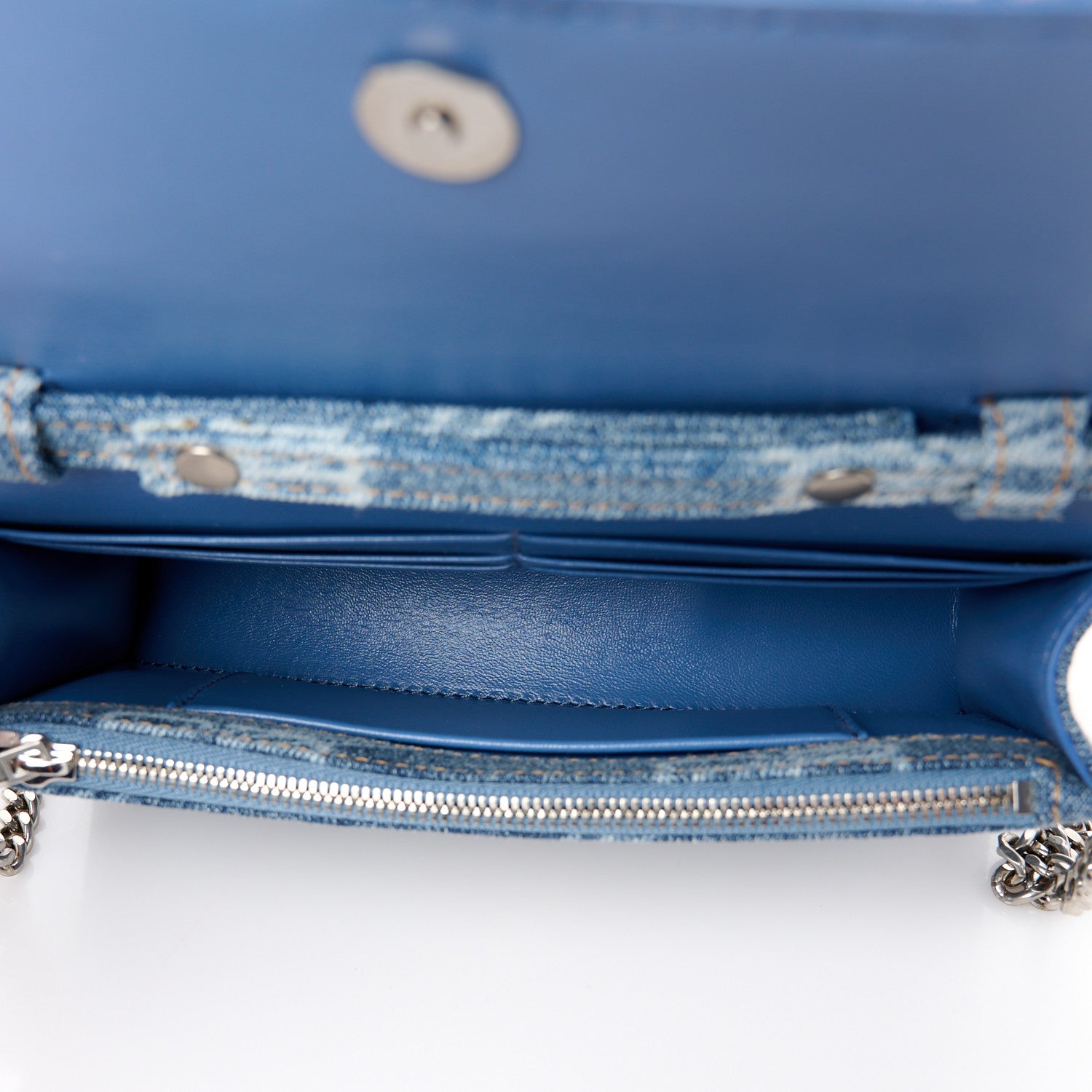Denim BB Monogram Hourglass Chain Bag Blue