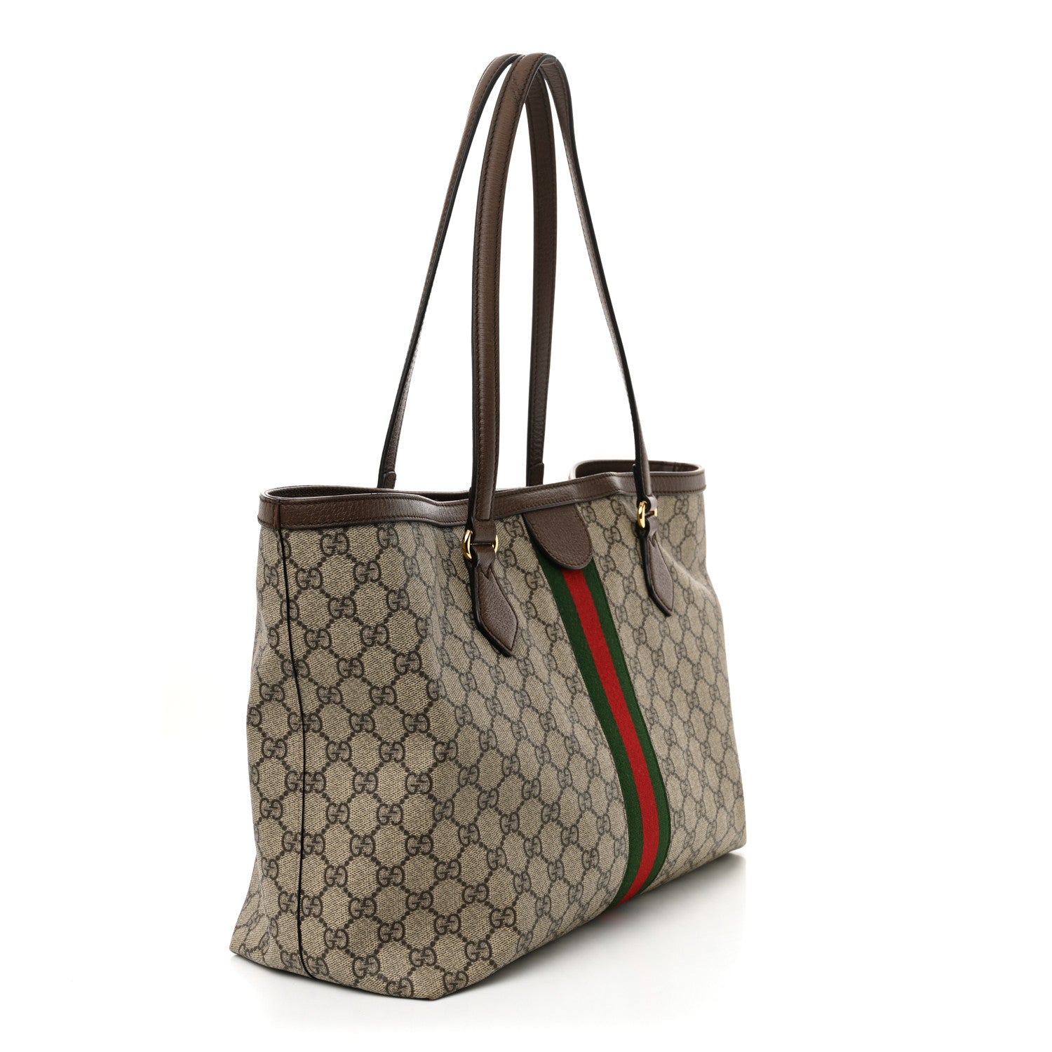 GG Supreme Monogram Medium Ophidia Shopping Tote Brown