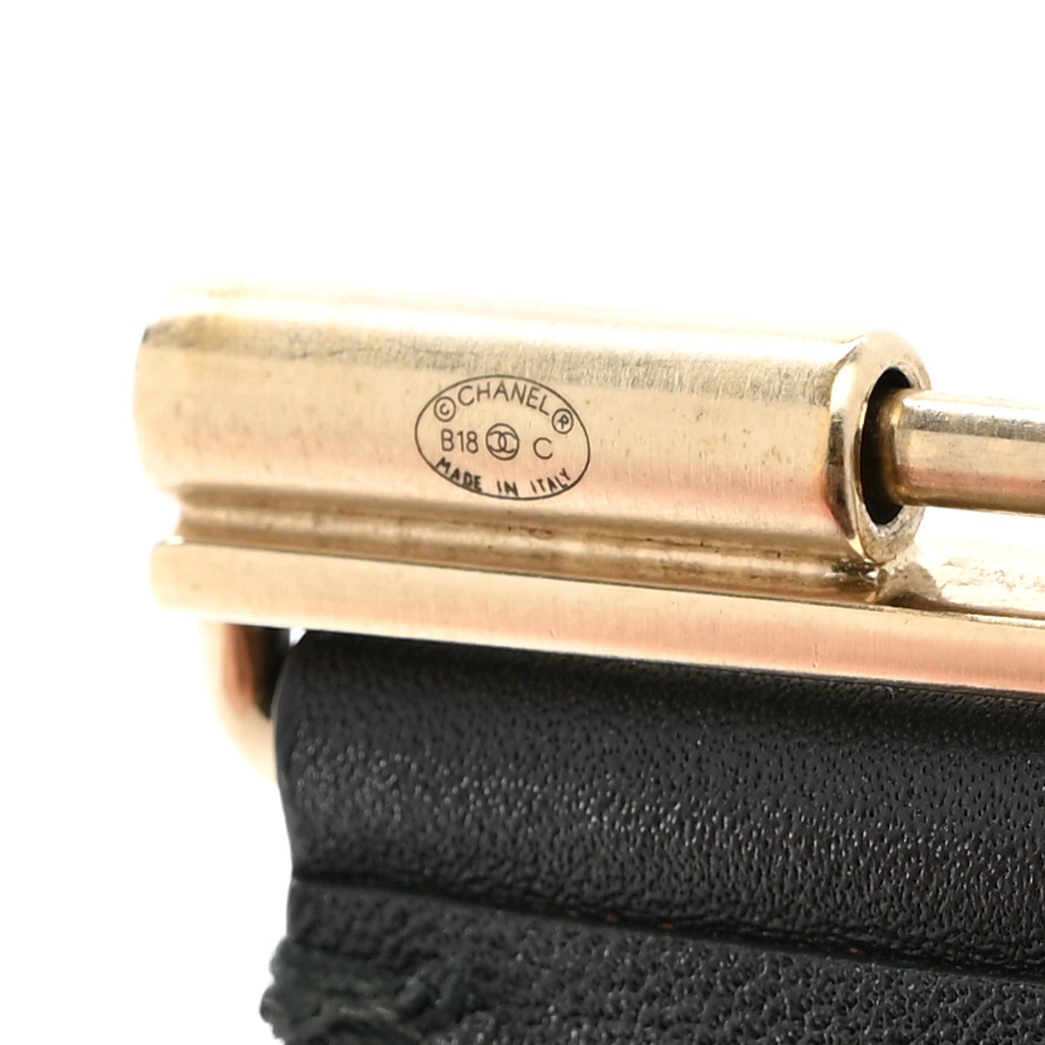 Calfskin CC Wide Cuff M Black Gold