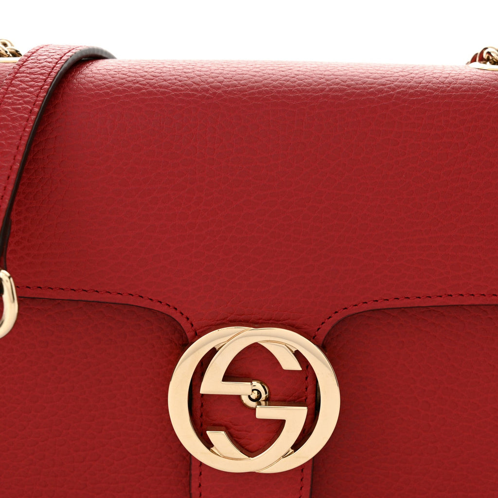 Dollar Calfskin Small Interlocking G Shoulder Bag Red