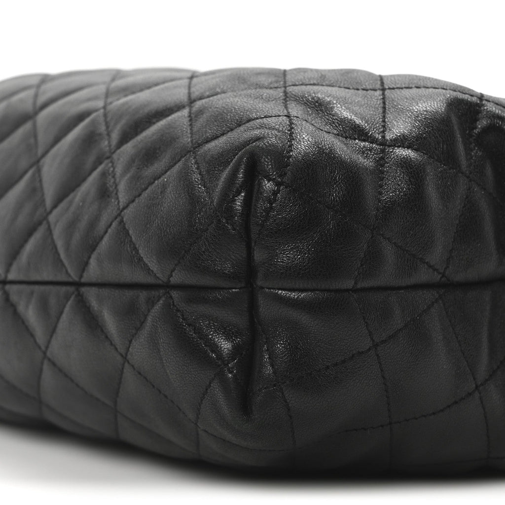 Lambskin Quilted Maxi Icare Shopping Tote Black