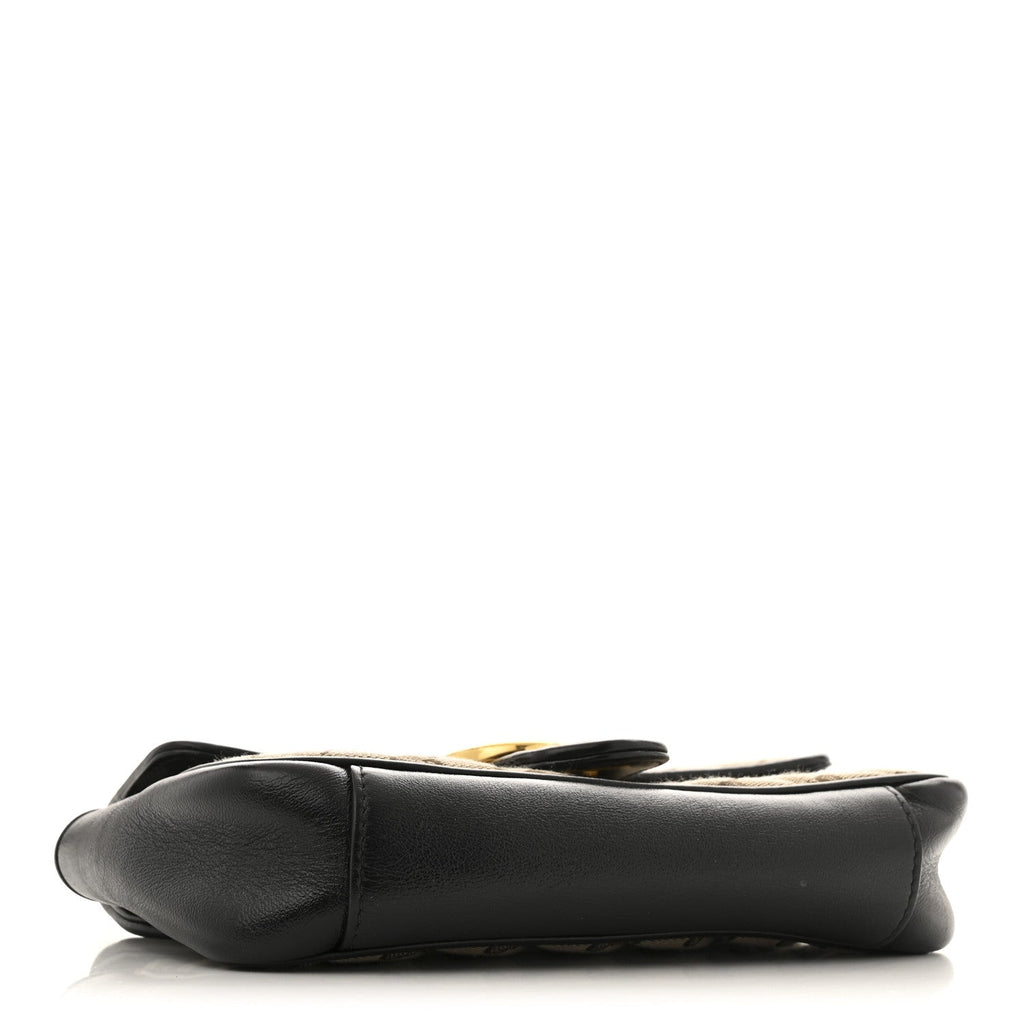 Monogram Matelasse Diagonal Small GG Marmont Shoulder Bag Beige Black