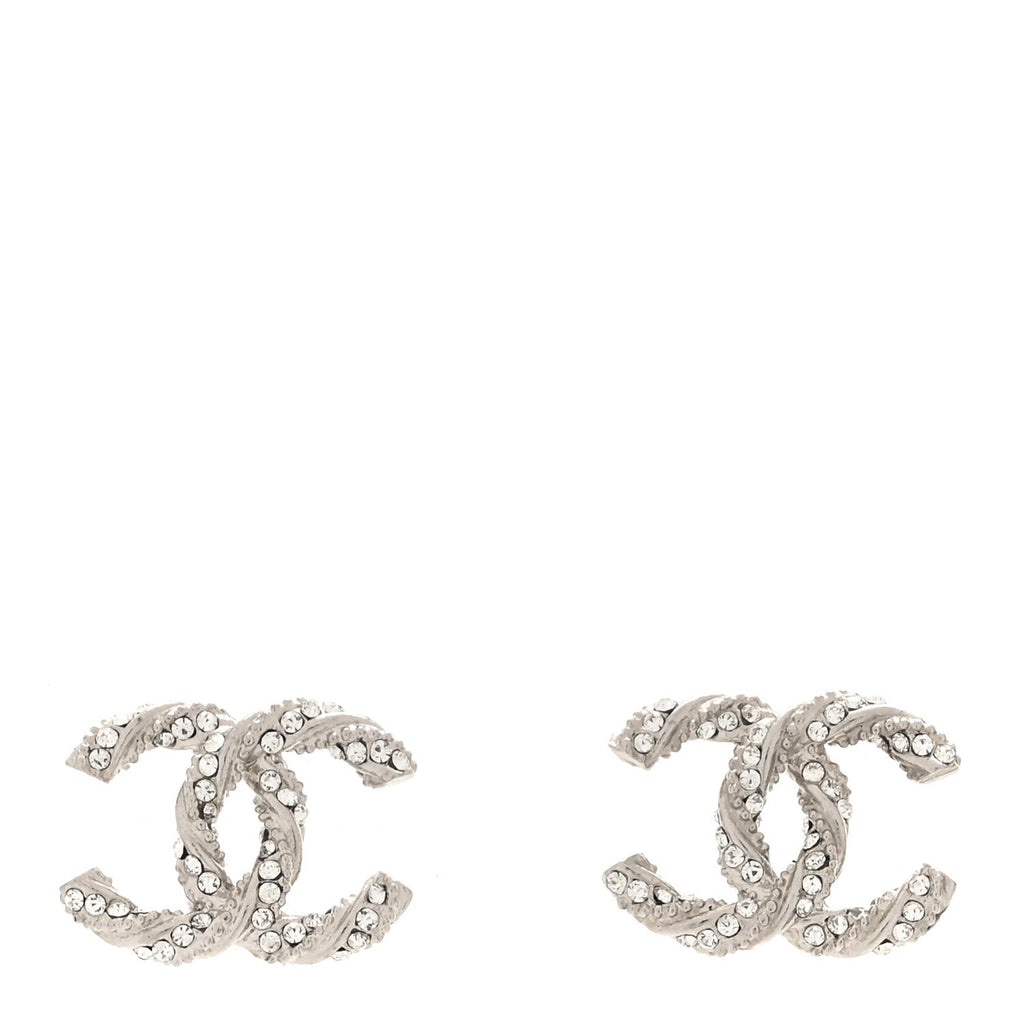Crystal Twisted CC Earrings Silver
