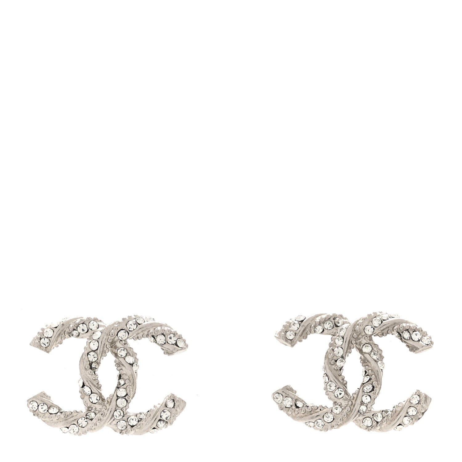 Crystal Twisted CC Earrings Silver