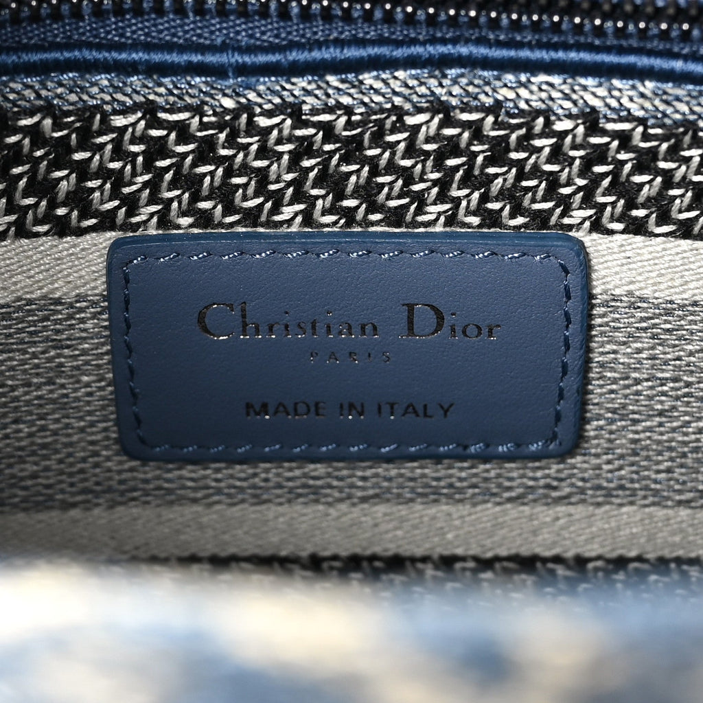 Canvas Embroidered Brocart Medium Lady D-Lite  Blue