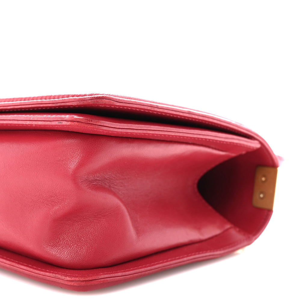 Lambskin Quilted Medium Boy Flap Dark Pink