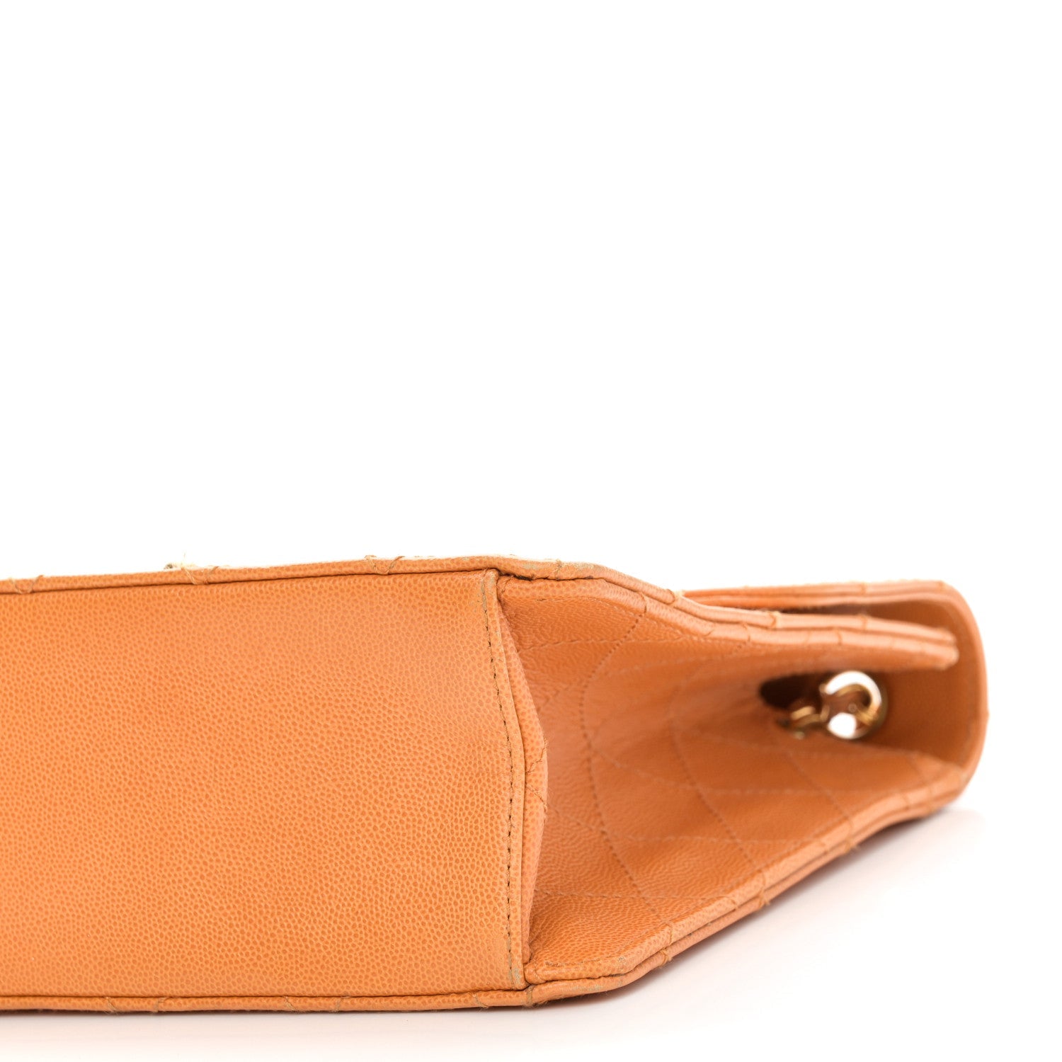 Caviar Stitched Jumbo Single Flap Orange