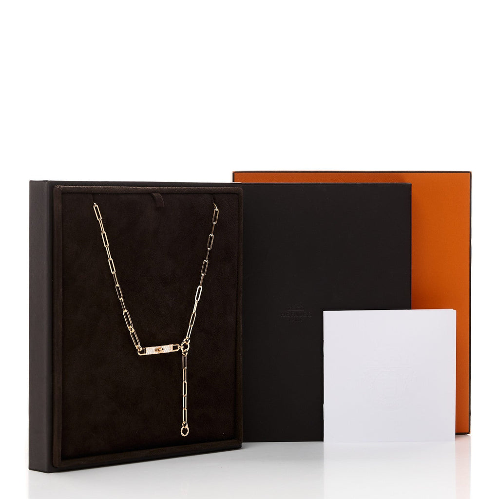 18K Rose Gold Diamond Pave PM Kelly Chaine Lariat Necklace ST