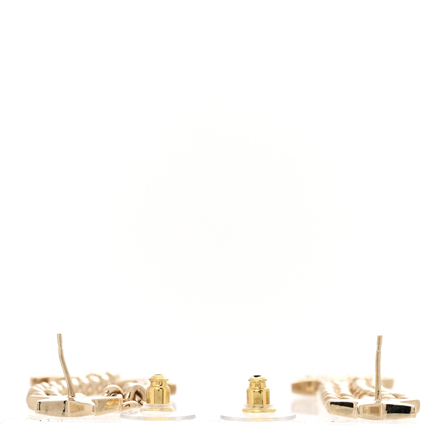 Crystal CC Star Chain Drop Earrings Gold