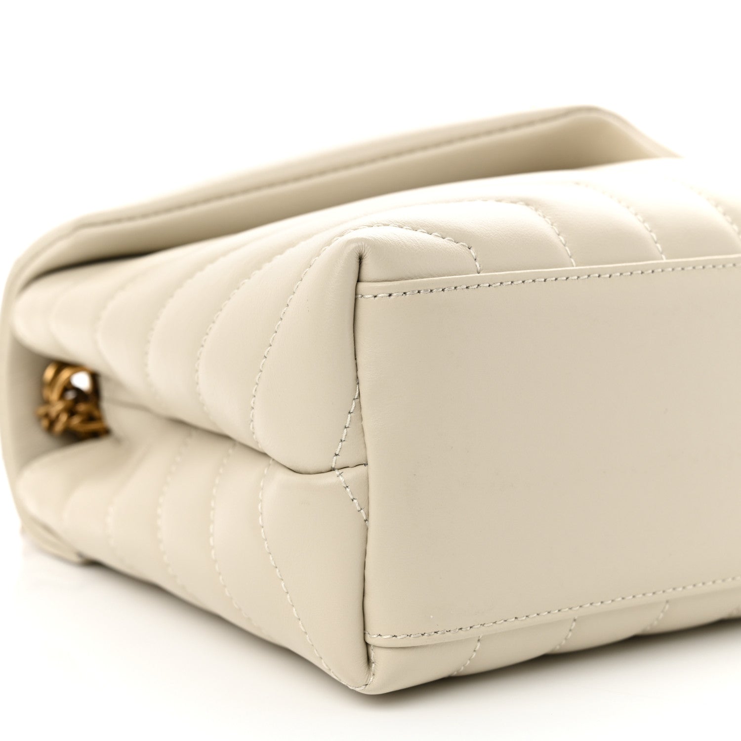 Calfskin Y Quilted Monogram Small Loulou Chain Satchel Crema Soft